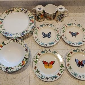 Sakura Butterflies Dishware Set EUC